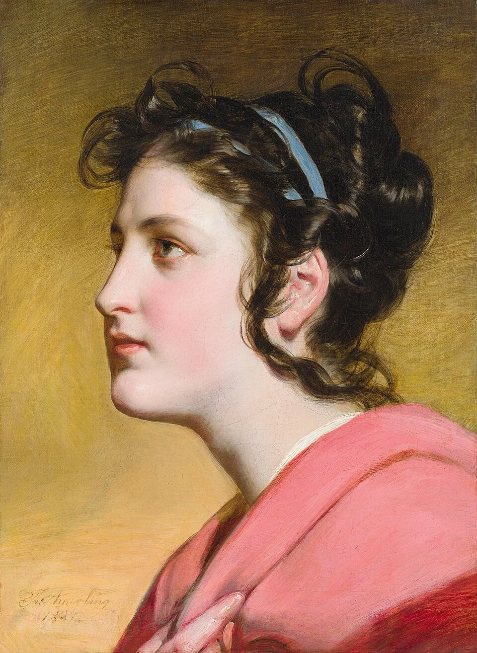 Profilo con nastro azzurro e capelli sciolti, 1837